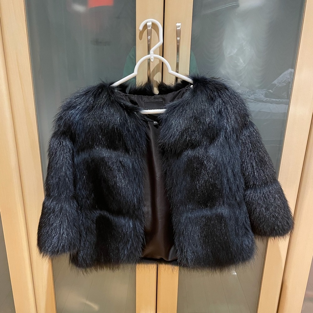 Barneys NY Blue Raccoon Fur Jacket Size XS
